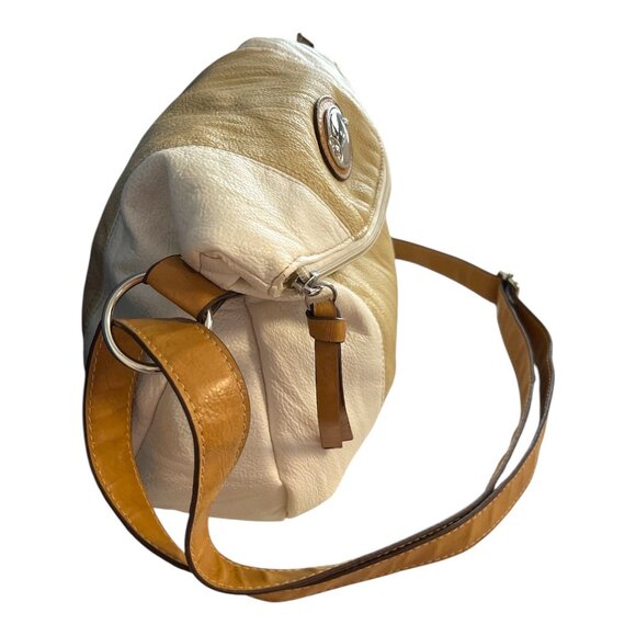 Harvé Benard Crossbody Shoulder Bag – White and Beige with Tan Strap - Picture 4 of 10